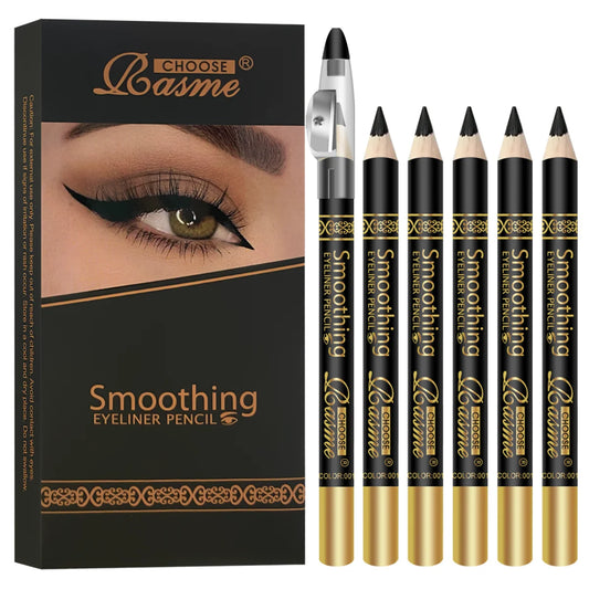 6-piece black eyeliner pencil set