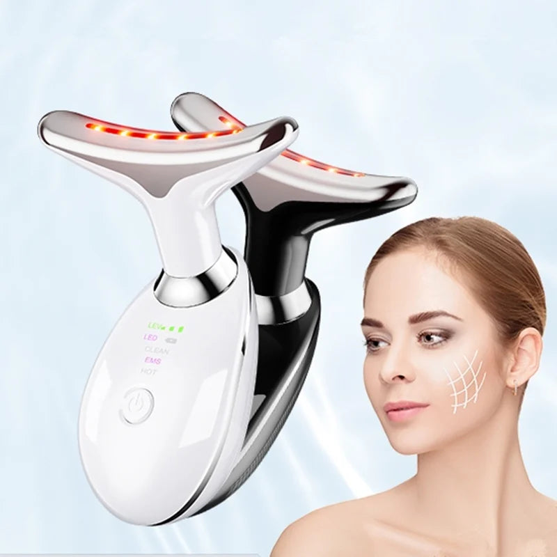 Rechargeable LED Tricolor Facial & Neck Massage Instrument