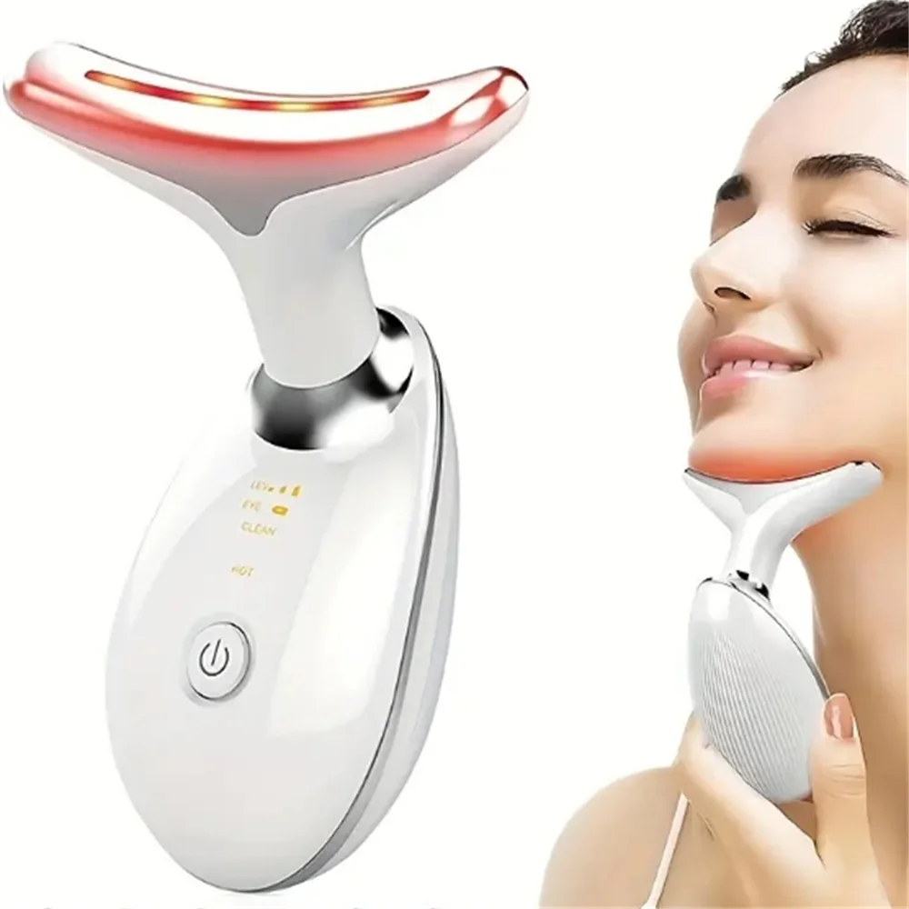 Rechargeable LED Tricolor Facial & Neck Massage Instrument