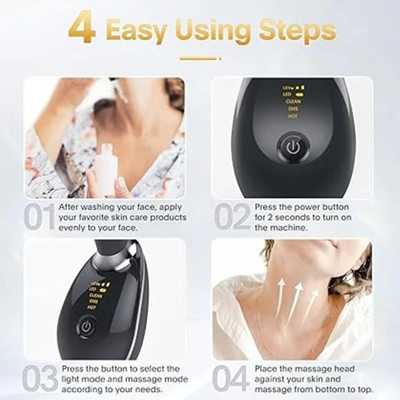 Rechargeable LED Tricolor Facial & Neck Massage Instrument