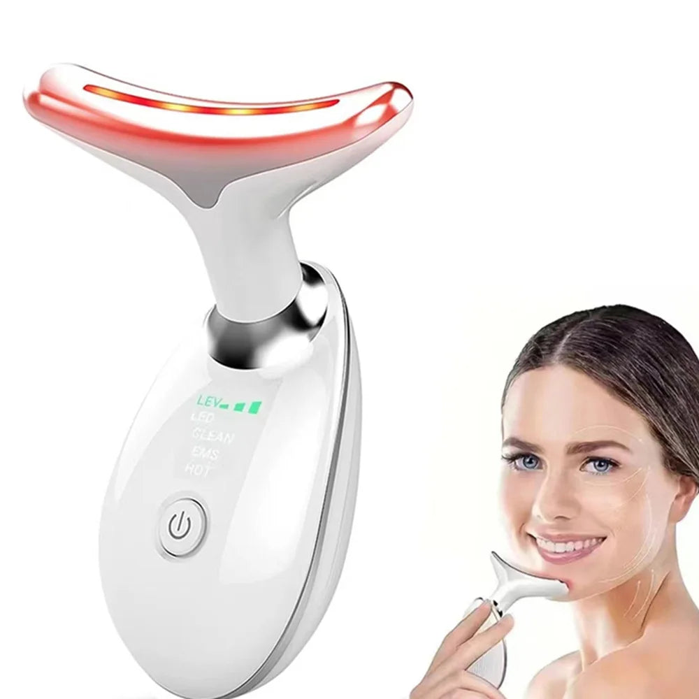 Rechargeable LED Tricolor Facial & Neck Massage Instrument