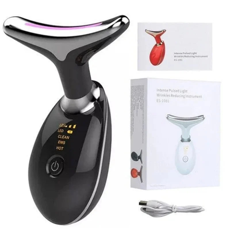 Rechargeable LED Tricolor Facial & Neck Massage Instrument