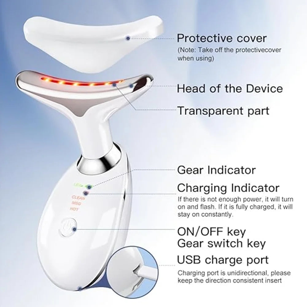 Rechargeable LED Tricolor Facial & Neck Massage Instrument