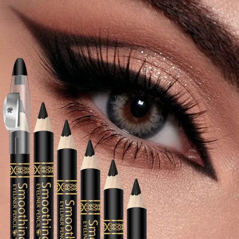 6-piece black eyeliner pencil set