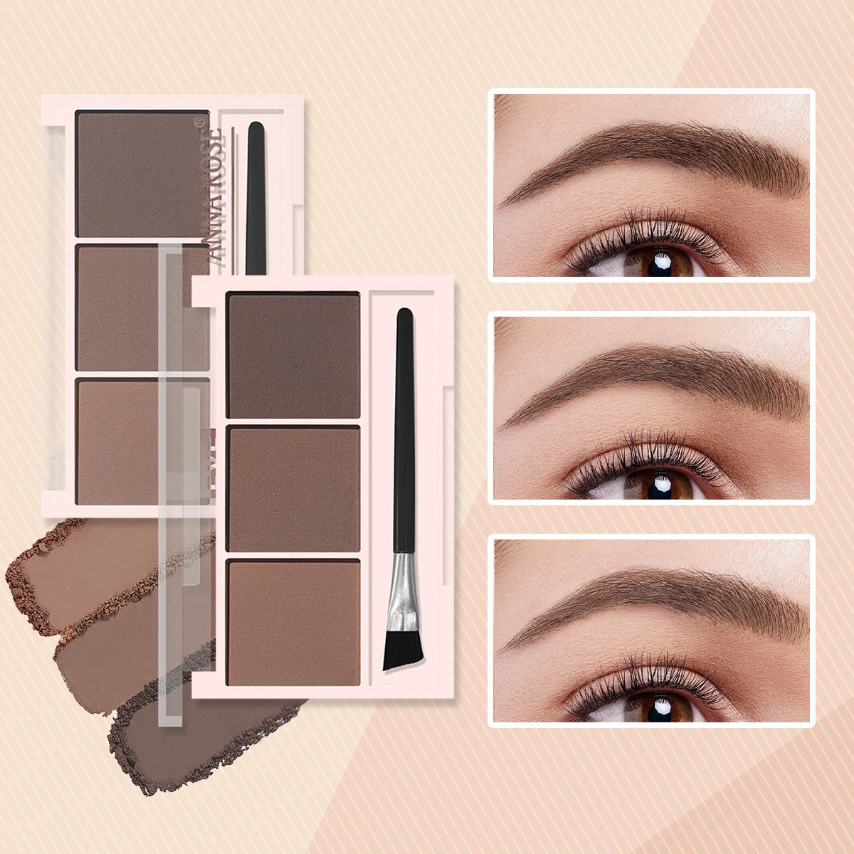 3-Color Eyebrow Powder  Pearl Liquid Eyeshadow Set