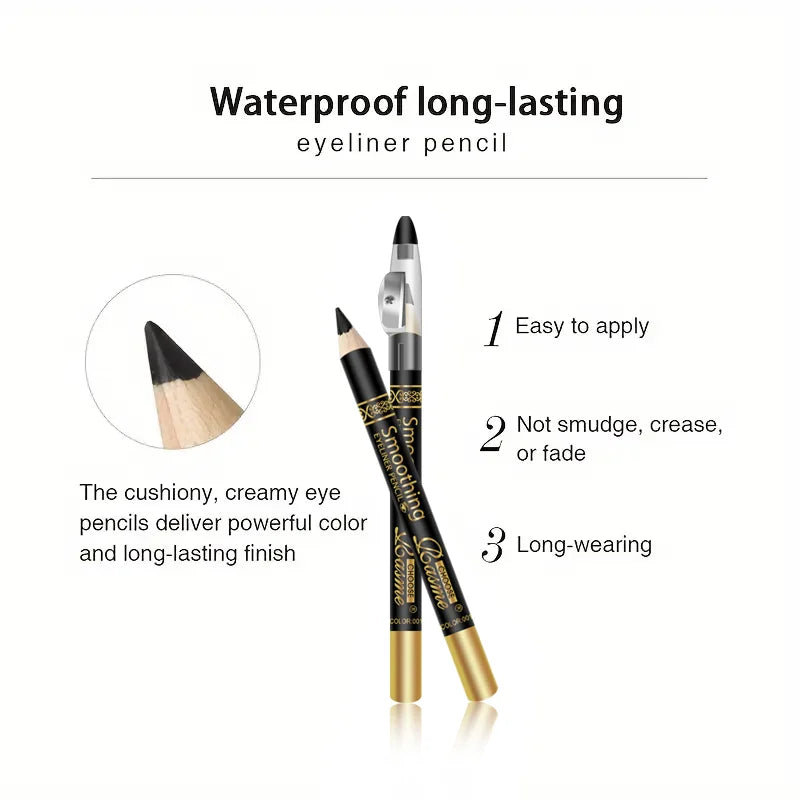 6-piece black eyeliner pencil set