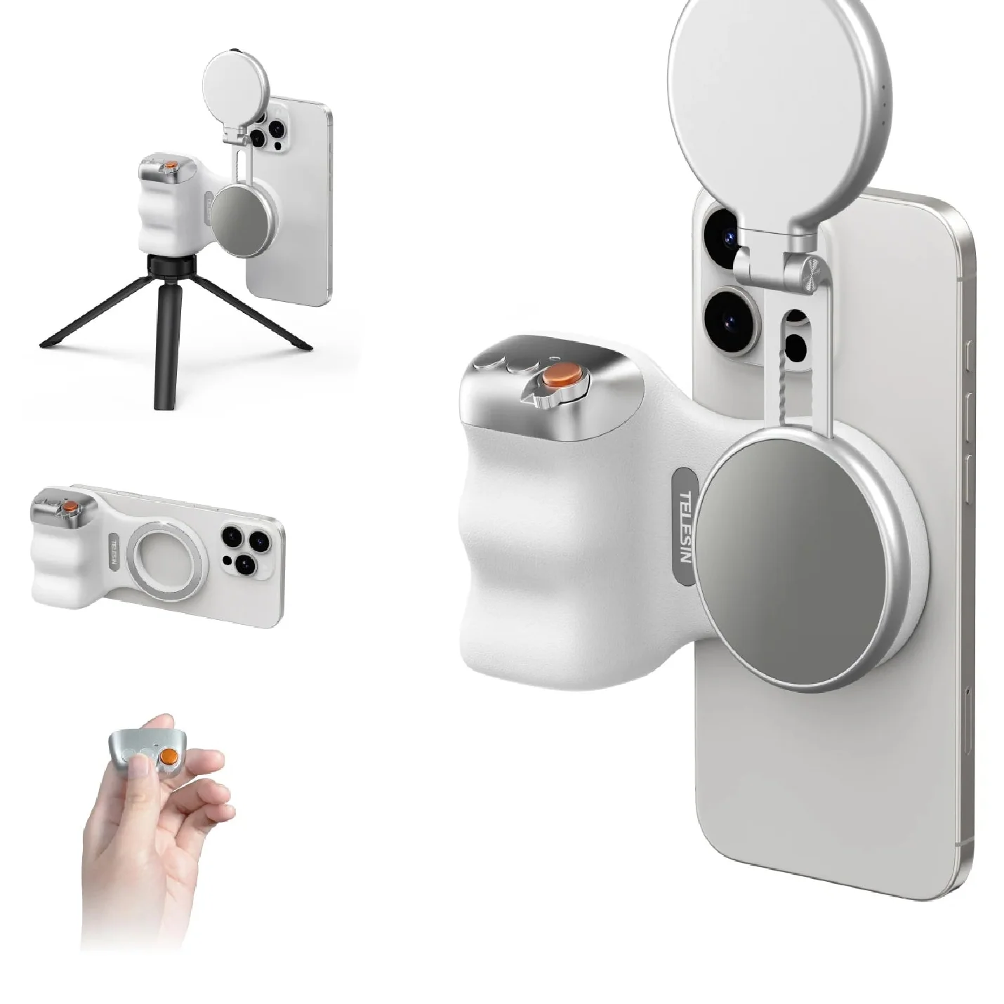 TELESIN smartphone camera lens kit with remote control on a white background