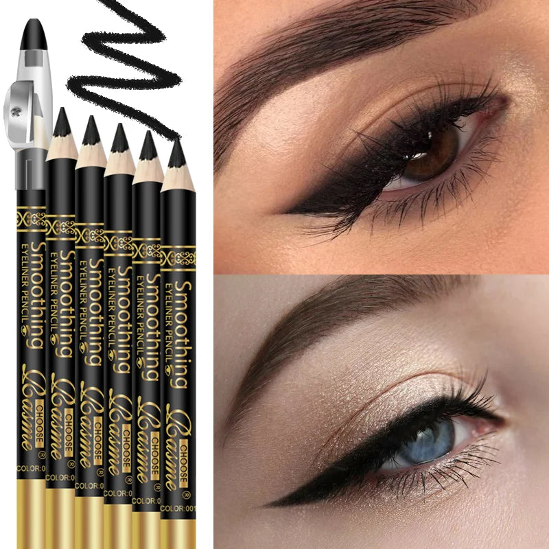 6-piece black eyeliner pencil set
