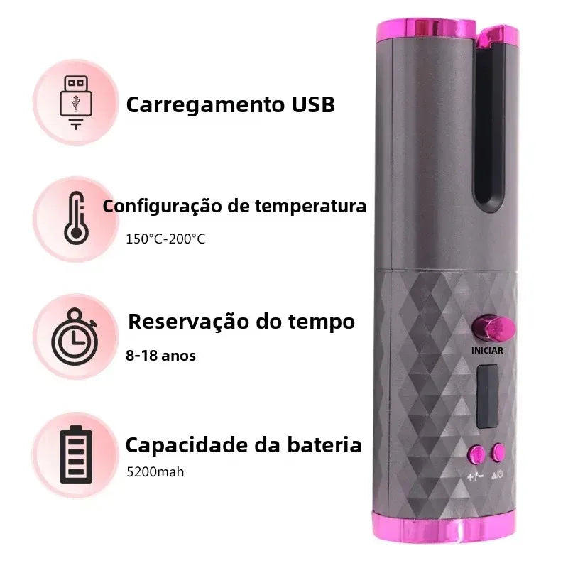 مكواة تجعيد الشعر اللاسلكية المحمولة 