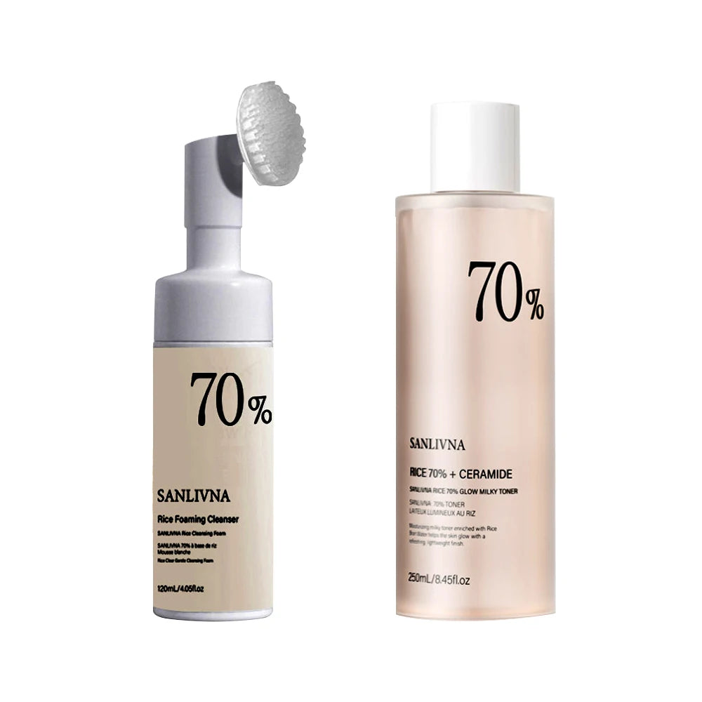 Rice Skincare Set – Toner, Serum &amp; Cleansing Foam